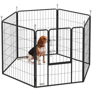 PawHut Dog Playpen, 6 Panels Puppy Pen Dog Playpen, 80cm High - 160L x 80W x 100Hcm